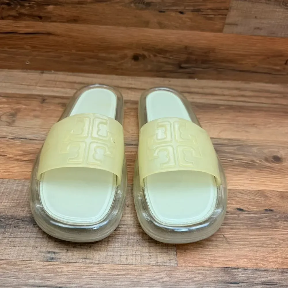 Tory Burch Women's Size 8B Ivory Logo Bubble Jelly Slide Sandal Shoes